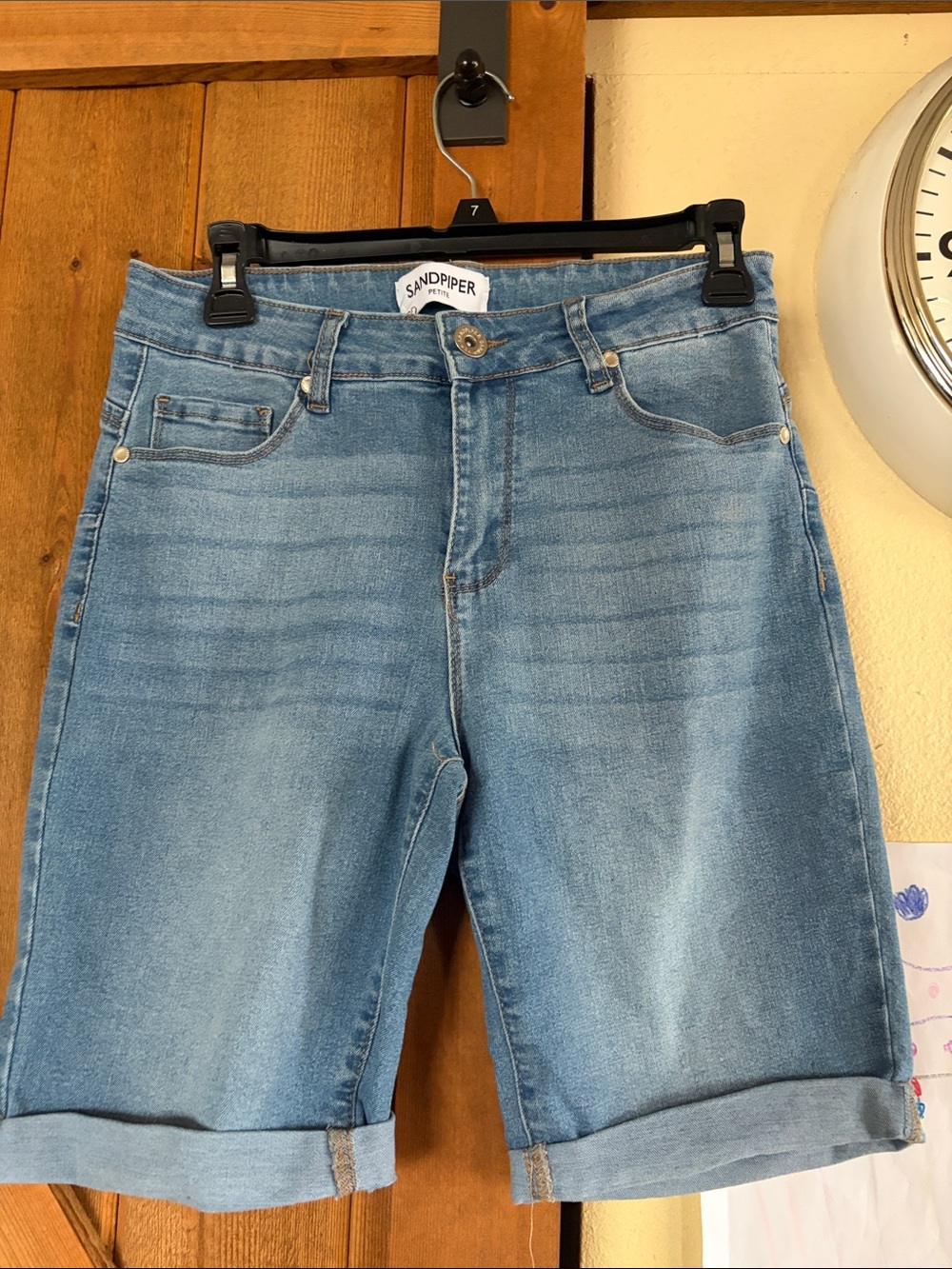 Sandpiper Light Blue Denim Jean Shorts for Women